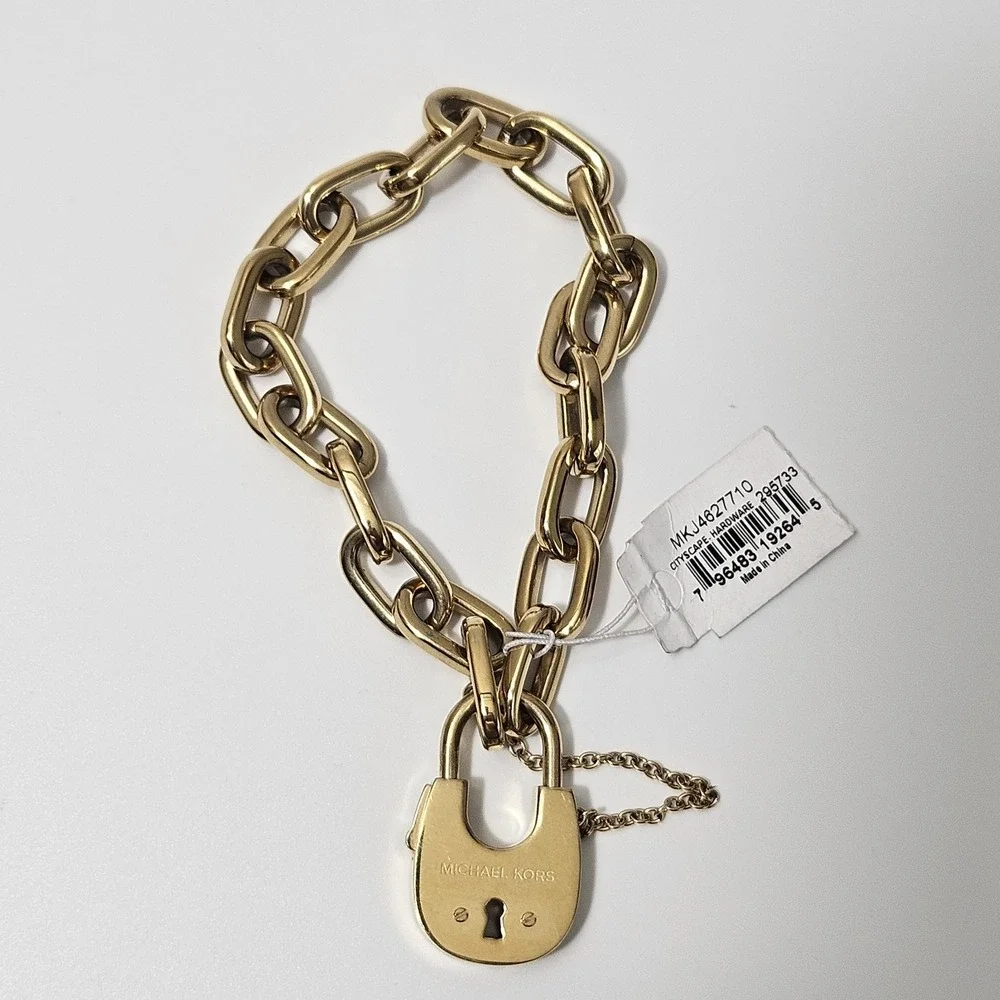 Michael Kors Padlock Chain Bracelet Goldtone 7